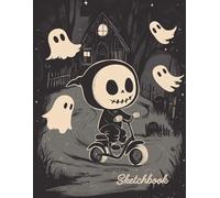 Sketch Book: Cute Grim Reaper on a Scooter: Ideal for drawing, doodling, storyboarding, or journaling. Size 8.5 x 11 inches and 100 blank pages