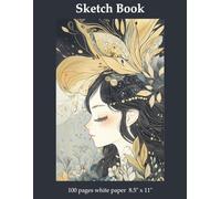 Sketch Book: Sketchbook for Girls, Drawing Supplies for Teens, Doodle Pad Paper, Serene Zen Gold and Black Aesthetic, 8.5 x 11 inches 100 Pages