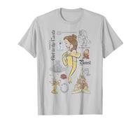 Sketch de La bella y la bestia de Disney Bella y sus amigos Camiseta, Hombre, Plata, S