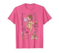 Sketch de La bella y la bestia de Disney Bella y sus amigos Camiseta, Hombre, Rosa jaspeado, S