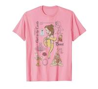 Sketch de La bella y la bestia de Disney Bella y sus amigos Camiseta, Hombre, Rosado, S