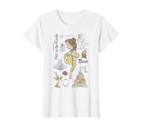 Sketch de La bella y la bestia de Disney Bella y sus amigos Camiseta, Mujer, Blanco, S