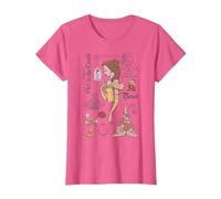 Sketch de La bella y la bestia de Disney Bella y sus amigos Camiseta, Mujer, Rosa jaspeado, XXL