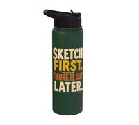 Sketch First Figure It Out Later Creative Humor Stainless Steel Insulated Water Bottle