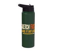 Sketch First Figure It Out Later Creative Humor Stainless Steel Insulated Water Bottle