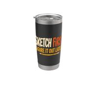 Sketch First Figure It Out Later Creative Humor Vaso térmico de acero inoxidable de doble pared