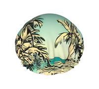 Sketch Hawaii - Gorro de ducha de doble capa, elegante y funcional, reutilizable y bonito gorro de baño elástico
