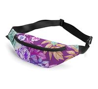 Sketch Pug - Cangurera deportiva para adultos y niños, para hombres y mujeres, Rosas, peonías, flores, calaveras, peonías, flores, calaveras, Talla única, Riñoneras