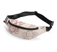 Sketch Pug - Cangurera deportiva para adultos y niños, para hombres y mujeres, Sketch - Langostas de colores vintage, Talla única, Riñoneras