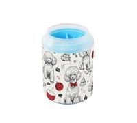 Sketch Style - Limpiador de patas portátil blanco con cepillo de masaje suave, suministros de aseo para perros y gatos de razas pequeñas, medianas y grandes
