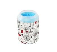 Sketch Style - Taza de limpieza de patas reutilizable con cepillo de silicona para pies suaves, apto para perros pequeños, medianos y grandes