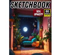 Sketchbook: Cozy Dream Spaces to Trace & Sketch | 80 Sheets | 10% Opacity: Whimsical Living Rooms, Retro Lounges & Nightlit Corners | Perfect for ... | Slightly Wider Magazine-Style Format