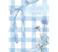 Sketchbook: Cute blue plaid pattern Cover Design, Large Sketch Pad, Blank paper for Drawing or Doodling, 110 Pages - Black & White Interior
