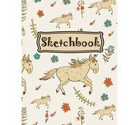 Sketchbook: Cute Horses Large Blank Sketchpad For Girls, Horse Lover Theme Gifts, Kids Art Sketch Book For Drawing, Sketching & Crayon Coloring Paper, Unlined Pages Journal Diary 8.5" x 11"