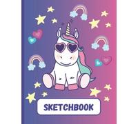 Sketchbook for Girls: Cute Unicorn, Sketch Book on Vibrant Pink and Purple Background | Sketch Notebook for drawing, doodling, writing, sketching, or ... lover | Large Blank Sketchbook Size, 8.5 x 11