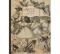 Sketchbook with Frog, Mushroom, and Butterflies Vintage Illustration: Aesthetic Drawing Notebook for Sketching, Journaling, or Doodling | Large Size: 8.5" x 11" | 100 Blank Pages