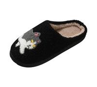 Sketches Zapatos de Mujer Ligeros Acogedores Pantuflas Mujer con Gato Dibujos Animados Pareja Linda Pareja Calzado Interior Caliente para Todas Las Estaciones Fidelio Zapatos Mujer Hallux, Negro , 39