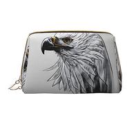 Sketching An Eagle - Bolsa de maquillaje portátil grande de piel sintética, cierre de cremallera, bolsa de viaje, bolsa de almacenamiento de viaje, color blanco, talla única, White, Talla única