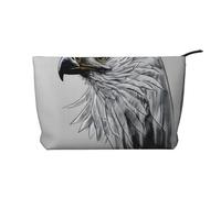 Sketching an Eagle Pattern - Bolsa de cosméticos de pana de gran capacidad, impermeable, a la moda, bolsa de almacenamiento de artículos de tocador, Black, Talla única