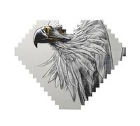Sketching an Eagle Print Building Brick Block Puzzle - Rompecabezas de imagen en forma de corazón, rompecabezas de madera