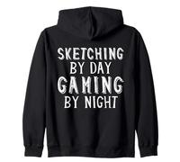 Sketching by Day Gaming by Night Digital Artist Gamer Art Sudadera con Capucha
