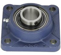 SKF fy-tf serie rodamiento de bolas brida unidad, 4 agujeros, setscrew Lock, regreasable, Contacto y Flinger sellos, hierro fundido, métricas, 30 mm, 1