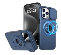 SKFGNX Funda magnética de Carga inalámbrica para iPhone 15, 14 Plus, 13, 12, 11 Pro, X, XR, XS MAX, con Anillo Deslizante y Lente antigolpes (para iPhone XR/Azul Marino)