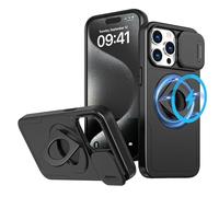 SKFGNX Funda magnética de Carga inalámbrica para iPhone 15, 14 Plus, 13, 12, 11 Pro, X, XR, XS MAX, con Soporte de Anillo y Lente Deslizante, a Prueba de Golpes (para iPhone 12 Pro/Negro)