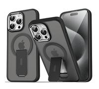SKFGNX Funda magnética translúcida Mate Original con Soporte para iPhone 15, 14, 13, 12 y 11 Pro MAX, con Carga inalámbrica (para iPhone 15/Negro Medianoche)