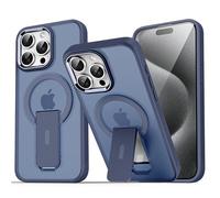 SKFGNX Funda magnética translúcida Mate Original con Soporte para iPhone 15, 14, 13, 12 y 11 Pro MAX, con Carga inalámbrica (para iPhone 15 Pro/Azul Oscuro)