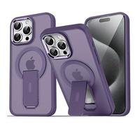SKFGNX Funda magnética translúcida Mate Original con Soporte para iPhone 15, 14, 13, 12 y 11 Pro MAX, con Carga inalámbrica (iPhone 14 Pro/Morado Oscuro)