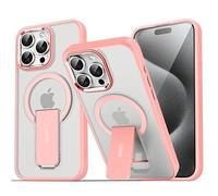 SKFGNX Funda magnética translúcida Mate Original con Soporte para iPhone 15, 14, 13, 12 y 11 Pro MAX, con Carga inalámbrica (iPhone 15/Rosa Arena)