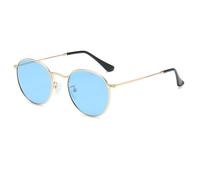 SKFGNX Gafas de sol clásicas redondas polarizadas para mujer, estilo retro, con película para el océano, UV400, azul claro, 1