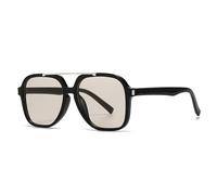 SKFGNX Gafas de sol cuadradas de gran tamaño con doble puente para mujer, con protección UV400, estilo retro, con remaches, color verde oscuro, color champán, 1 unidad.
