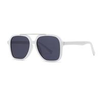 SKFGNX Gafas de sol cuadradas de gran tamaño con doble puente para mujer, lentes de sol con protección UV400, estilo retro, con remaches, color verde oscuro, blanco y gris, 1 unidad.