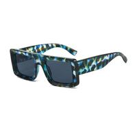 SKFGNX Gafas de sol cuadradas de moda para mujer, tonos rojos y azules, UV400, estilo retro, estilo punk, con estampado de leopardo, color azul y gris, 1