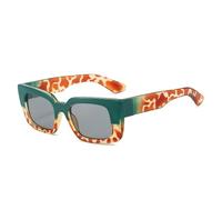 SKFGNX Gafas de sol cuadradas para mujer, con doble degradado de color, UV400, estilo retro punk, con estampado de leopardo, color verde, ámbar y gris, 1