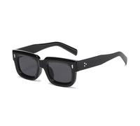 SKFGNX Gafas de sol cuadradas pequeñas de moda para mujer, estilo retro con remaches para hombre, lentes transparentes estilo océano, con protección UV400, estilo punk, color negro y gris, 1