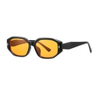 SKFGNX Gafas de sol cuadradas poligonales de moda para mujer, gafas de sol UV400, remaches retro, gafas de sol degradadas para hombre, negro y naranja, 1