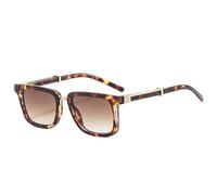SKFGNX Gafas de sol cuadradas retro para hombre y mujer, lentes de sol de doble color con degradado, UV400, estilo punk, con estampado de leopardo y degradado de té, 1