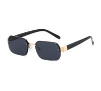 SKFGNX Gafas de sol cuadradas sin montura de moda para mujer, estilo retro, con remaches, lentes transparentes tipo océano, para hombre, con protección UV400, color gris, 1