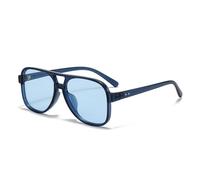 SKFGNX Gafas de sol de piloto con doble puente para mujer, estilo vintage, con remaches, para hombre, con lentes transparentes tipo océano, protección UV400, color azul, 1