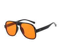 SKFGNX Gafas de sol de piloto de moda para hombre, tonos retro de caramelo, UV400, gafas de sol de moda para mujer con remaches, negro y naranja, 1