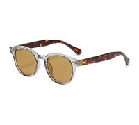 SKFGNX Gafas de sol ovaladas de moda para mujer, estilo retro con remaches, decoración, tonos UV400, tendencia para hombre, lentes de sol cuadradas transparentes color océano, color gris té, 1