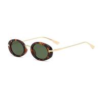 SKFGNX Gafas de sol ovaladas retro punk para hombre y mujer, lentes transparentes estilo océano, protección UV400, gafas de sol de moda para hombre, leopardo verde oscuro, 1