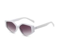 SKFGNX Gafas de sol poligonales con forma de ojo de gato para mujer, lentes de moda con degradado, remaches vintage, para hombre, color blanco y morado, 1