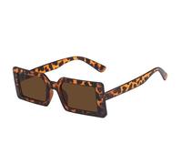 SKFGNX Gafas de sol rectangulares verdes fluorescentes de moda para mujer, lentes transparentes estilo océano, gafas de sol vintage para hombre, UV400, color té de leopardo.