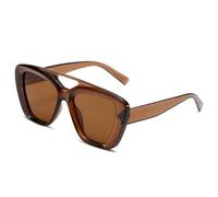 SKFGNX Gafas de sol retro de doble puente con forma de ojo de gato para mujer, modernas, con degradado, UV400, para hombre, de tendencia, color caramelo mate, color marrón té, 1