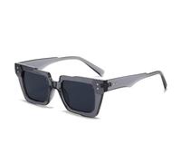 SKFGNX Gafas de sol retro estilo ojo de gato para mujer, con lentes transparentes tipo océano, con remaches de tendencia para hombre, gafas de sol cuadradas estilo punk, color gris, 1