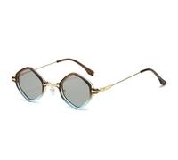 SKFGNX Gafas de sol retro pequeñas poligonales cuadradas para mujer, lentes degradadas transparentes estilo océano, protección UV400, gafas de sol punk de moda para hombre, azul té gris claro, 1